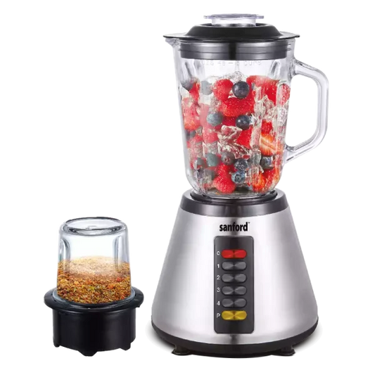 Sanford 2-In-1 Blender & Grinder 600W, 1.5 Liter Glass Jar with Pulse Control – Stainless Steel Housing (SF-6815BR)