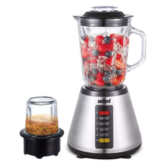 Sanford 2-In-1 Blender & Grinder 600W, 1.5 Liter Glass Jar with Pulse Control – Stainless Steel Housing (SF-6815BR) - Habitt