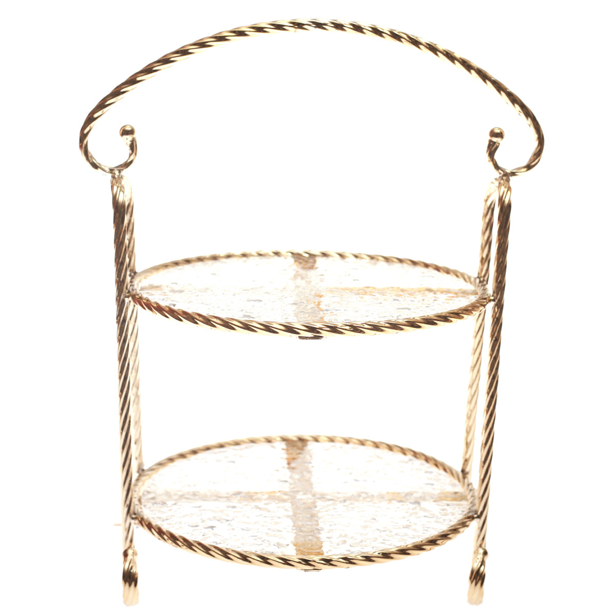 2 Tier Cake Dish.Metal.Golden..78-22