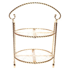 2 Tier Cake Dish.Metal.Golden..78-22