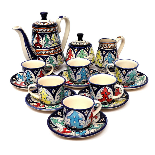 15psc Tea set Ceramic Multi Blue Pottery 2 - Habitt