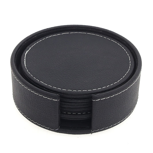 Round Leather Coasters (Black) - Habitt