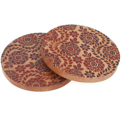 2Pcs Kashmiri Floral Coaster Set Round