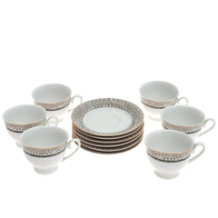 12Pcs Cup & Saucer Set Hazel Texture