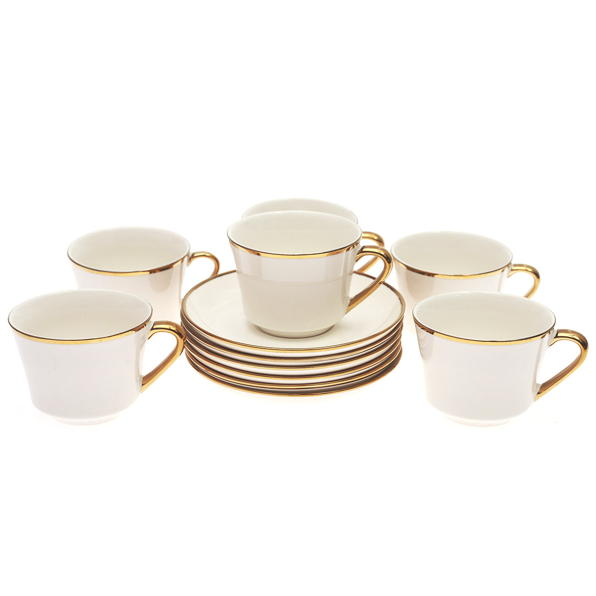 6Pcs Cup & Saucer Set Gold D # 1