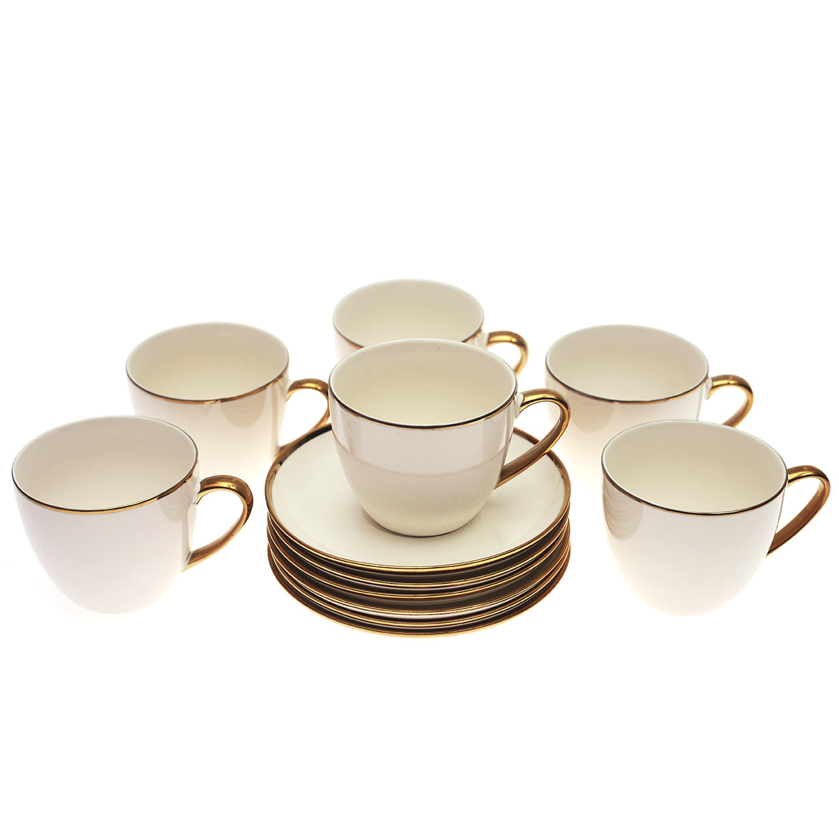 6Pcs Cup & Saucer Set Gold D # 2