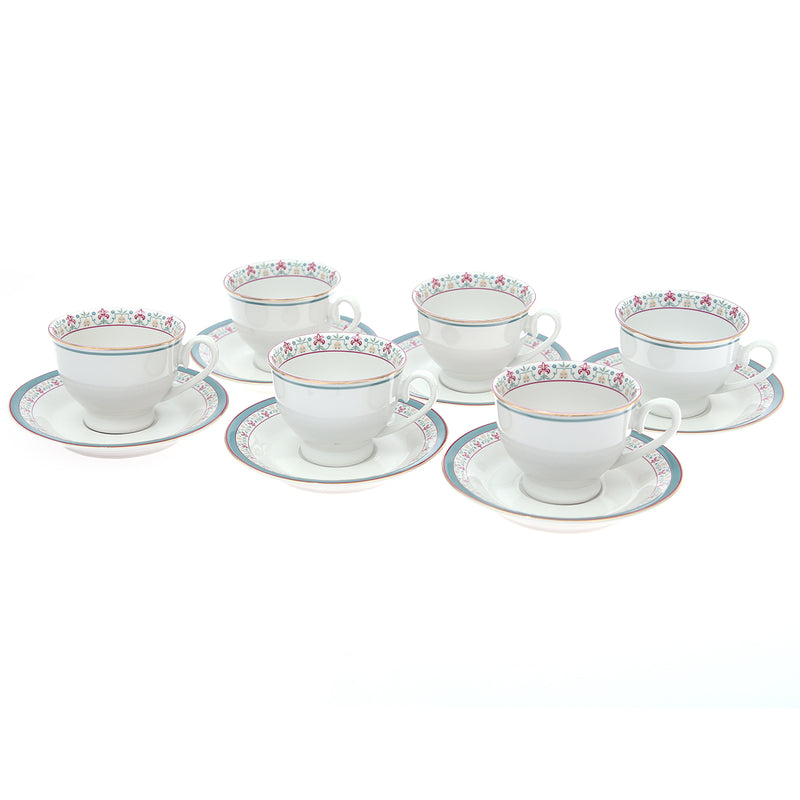 12Pcs Cup & Saucer Set Floral Elegance - Habitt