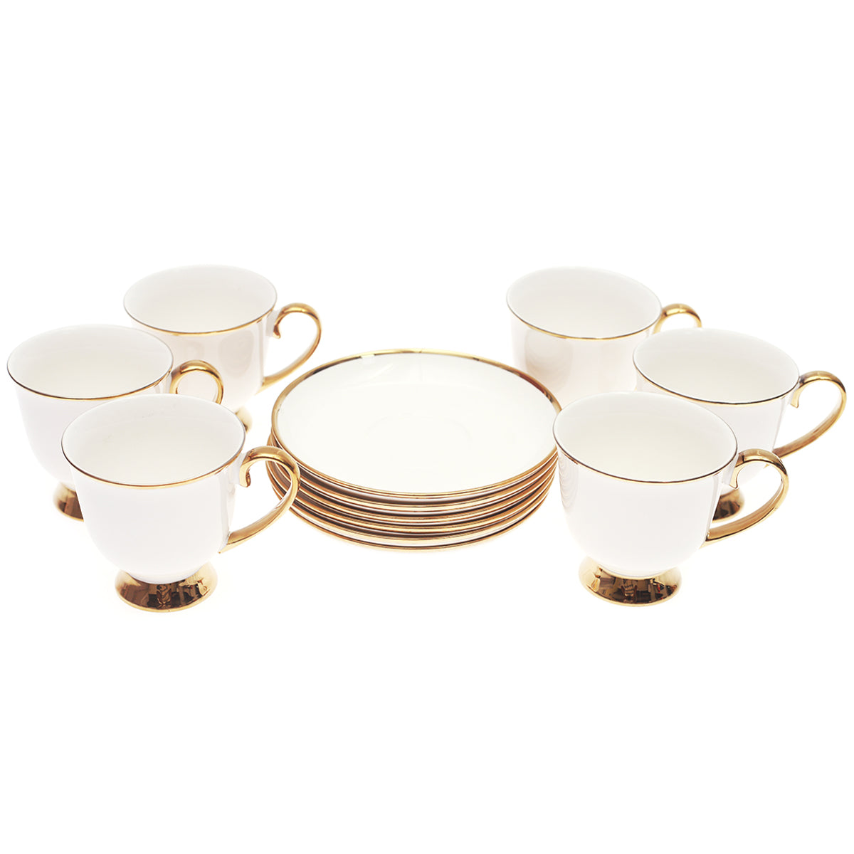 6Pcs Cup & Saucer Set Gold D # 5