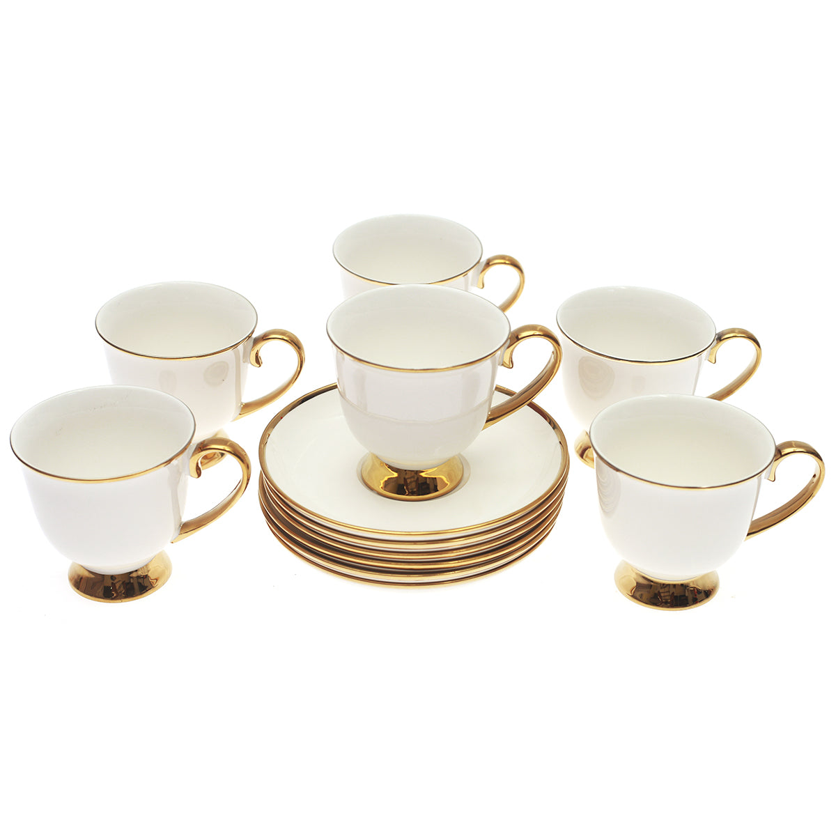 6Pcs Cup & Saucer Set Gold D # 5