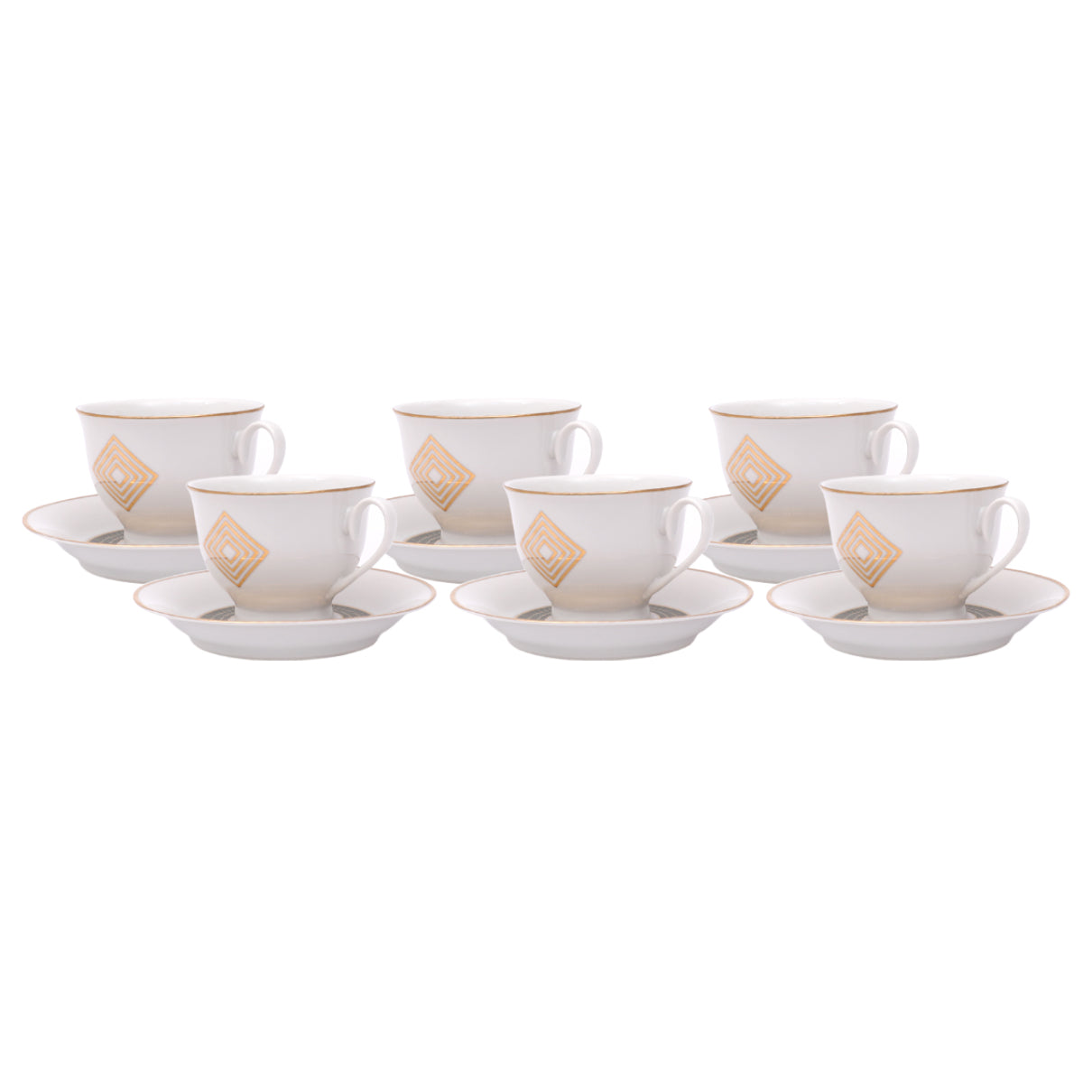 12Pcs Cup & Saucer (Arch Geo Dark )