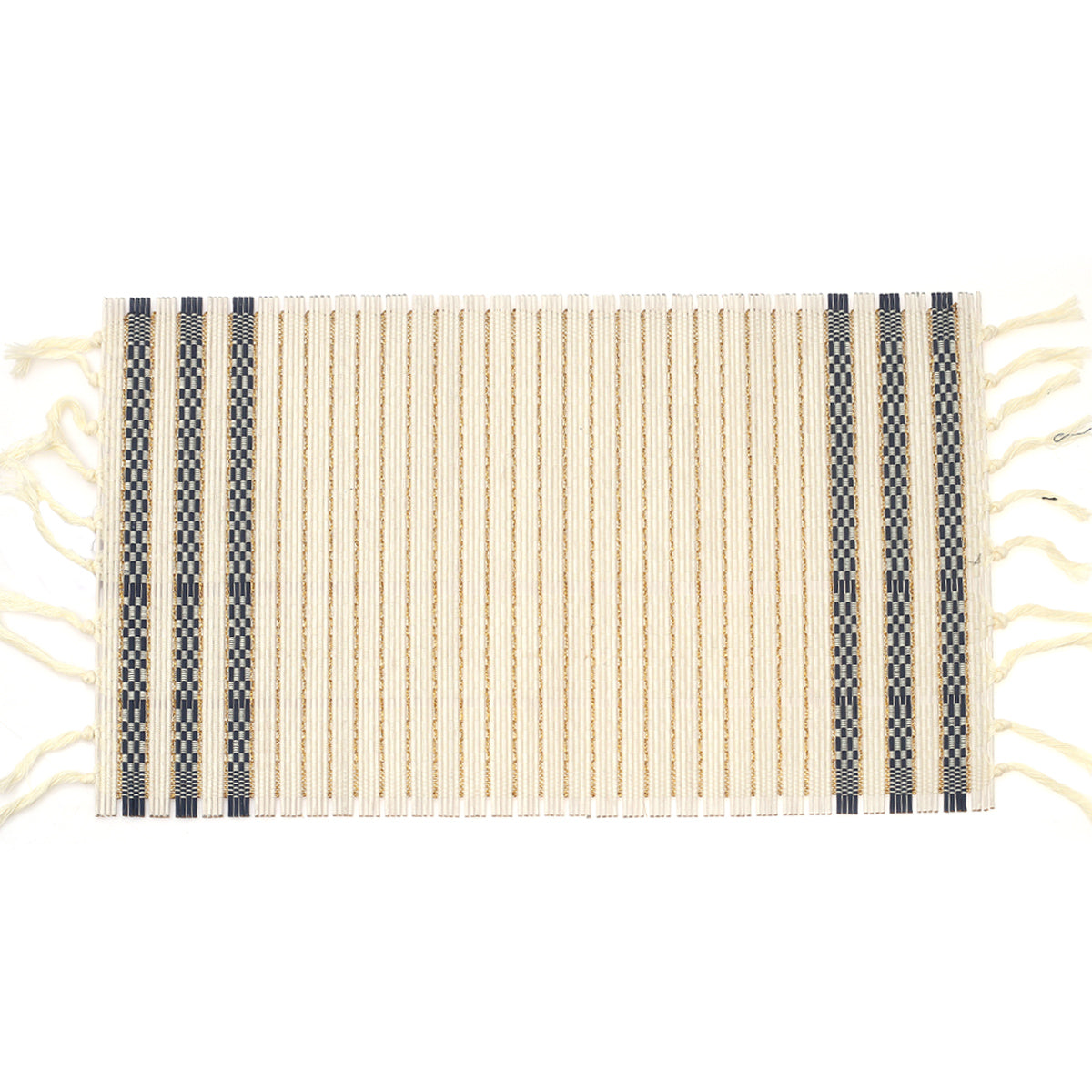 White & Blue Single Bamboo Placemat 13x19