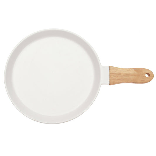 Roun Platter Wood Handle White 7876-13 - Habitt