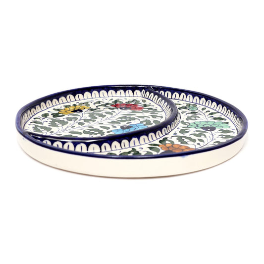 Platter Ceramic Blue White D60A3 - Habitt