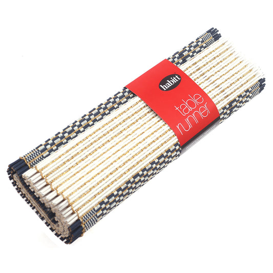 White & Blue Bamboo Runner 13x45 - Habitt