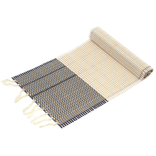 White & Blue Bamboo Runner 13x45 - Habitt