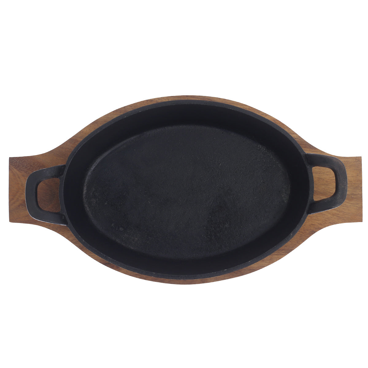 Cast Iron Oval Sizzler Wood Base 9Inch