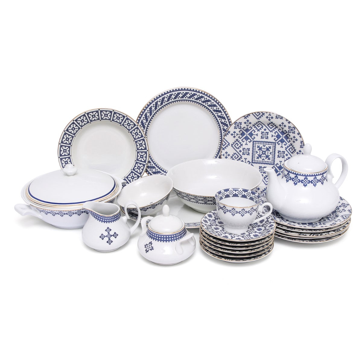 23Pcs Tea Set Blue Sapphire