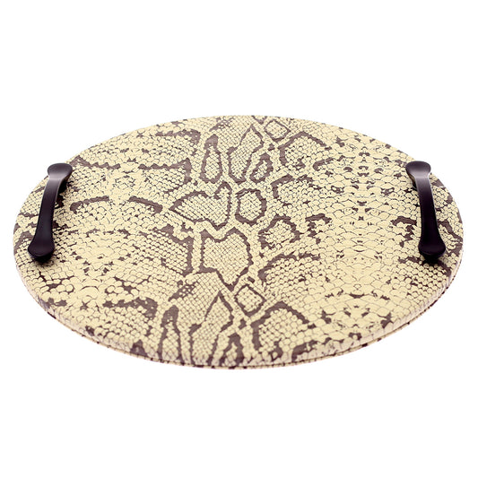 Snake Skin Leather Tray (Black & White) - Habitt