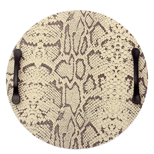 Snake Skin Leather Tray (Black & White) - Habitt