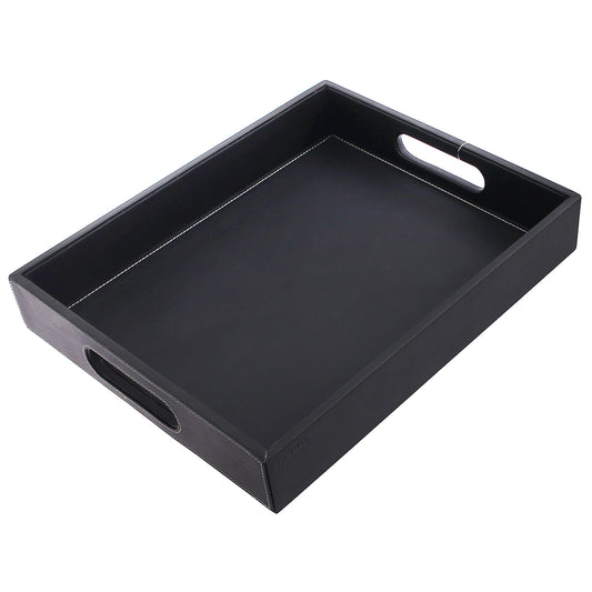 Leatherette Tray Black L - Habitt
