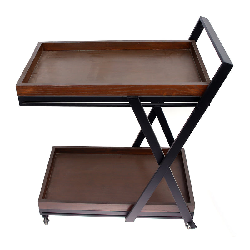 2 Step Wooden Tea Trolley X Design - Habitt