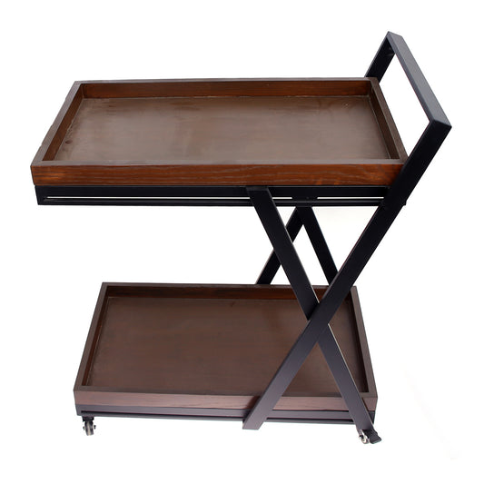 2 Step Wooden Tea Trolley X Design - Habitt
