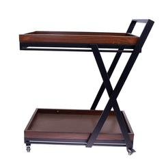 2 Step Wooden Tea Trolley X Design - Habitt
