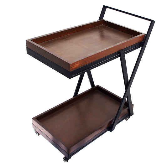 2 Step Wooden Tea Trolley X Design - Habitt