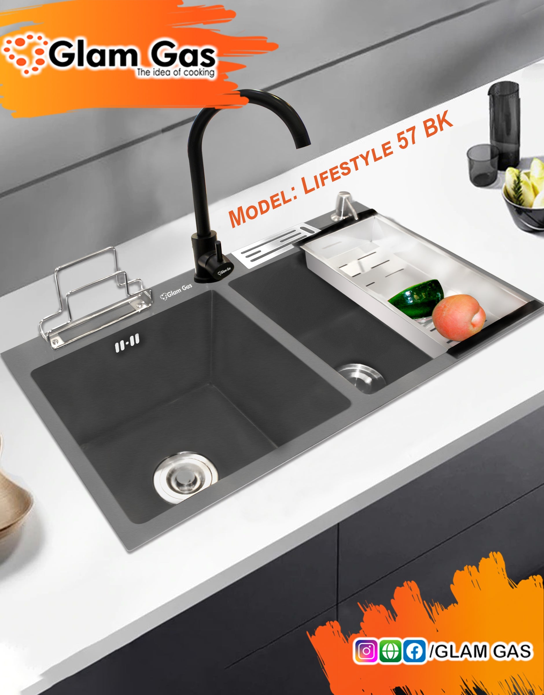 NO 1 Product in Pakistan Life Style 57 Bk|Top Built-In Sink & Fittings