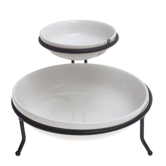 Wire Chip & Dip Stand – Symphony White Ceramic with Black Metal Frame
