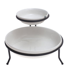Wire Chip & Dip Stand – Symphony White Ceramic with Black Metal Frame