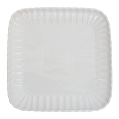 30cm Groove Square Serving Plate – Symphony White Ceramic Platter