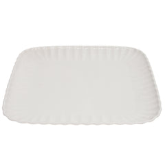 30cm Groove Square Serving Plate – Symphony White Ceramic Platter