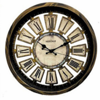Heritage Wall Clock Numeral – 14-Inch Antique Gold Roman Numeral Wall Clock with Vintage Plastic Frame