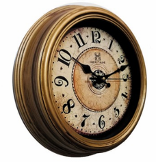 Vintage Heritage Wall Clock Squat 10.75" – Antique Rustic Round Wall Clock with Distressed Dial & Wooden Finish Frame