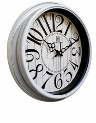 Rustic “Old Town” Wall Clock – 14.5-Inch Vintage Decorative Clock with Raised Numbers & Antique Plastic Frame