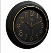 Heritage Prague 2 Wall Clock 18 x 18 Inch – Black & Gold Classic Design with Elegant Round Frame (Plastic)
