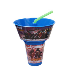 1pc Kids Snack Tub with Straw  Cartoon & Superhero Designs (Green, Light Blue, Blue, Pink, Purple, Orange, Red)