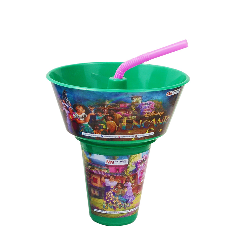 1pc Kids Snack Tub with Straw  Cartoon & Superhero Designs (Green, Light Blue, Blue, Pink, Purple, Orange, Red) - Habitt