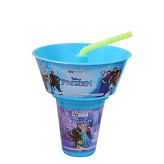 1pc Kids Snack Tub with Straw  Cartoon & Superhero Designs (Green, Light Blue, Blue, Pink, Purple, Orange, Red)