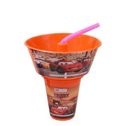 1pc Kids Snack Tub with Straw  Cartoon & Superhero Designs (Green, Light Blue, Blue, Pink, Purple, Orange, Red) - Habitt