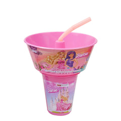 1pc Kids Snack Tub with Straw  Cartoon & Superhero Designs (Green, Light Blue, Blue, Pink, Purple, Orange, Red)