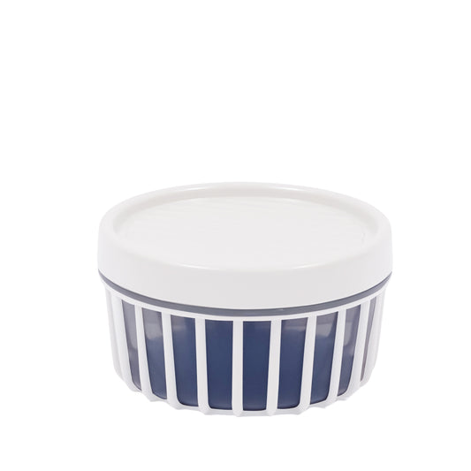 1pc Stripe Small Plastic Storage Jars with Airtight Lids 400 ml– Teal Green, Red, White & Coffee Brown