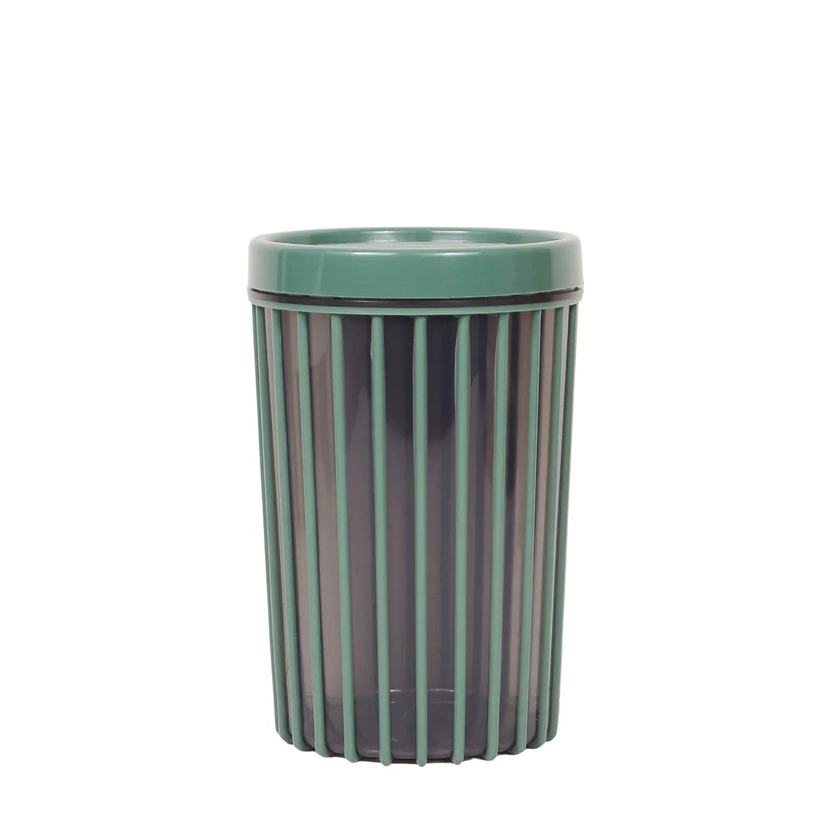1pc Large Stripe Storage Jar 1500ml – Airtight Plastic Kitchen Container for Dry Food, Coffee, Snacks & Spices (Red, Grey, Green,White)