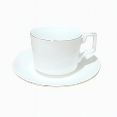 6 Pcs 220ML White Porcelain Tea & Coffee Cup with Saucer | Minimalist Elegant Design