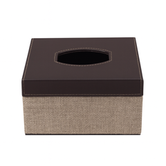 Leather Tissue Box with Jute Base – Stylish & Durable