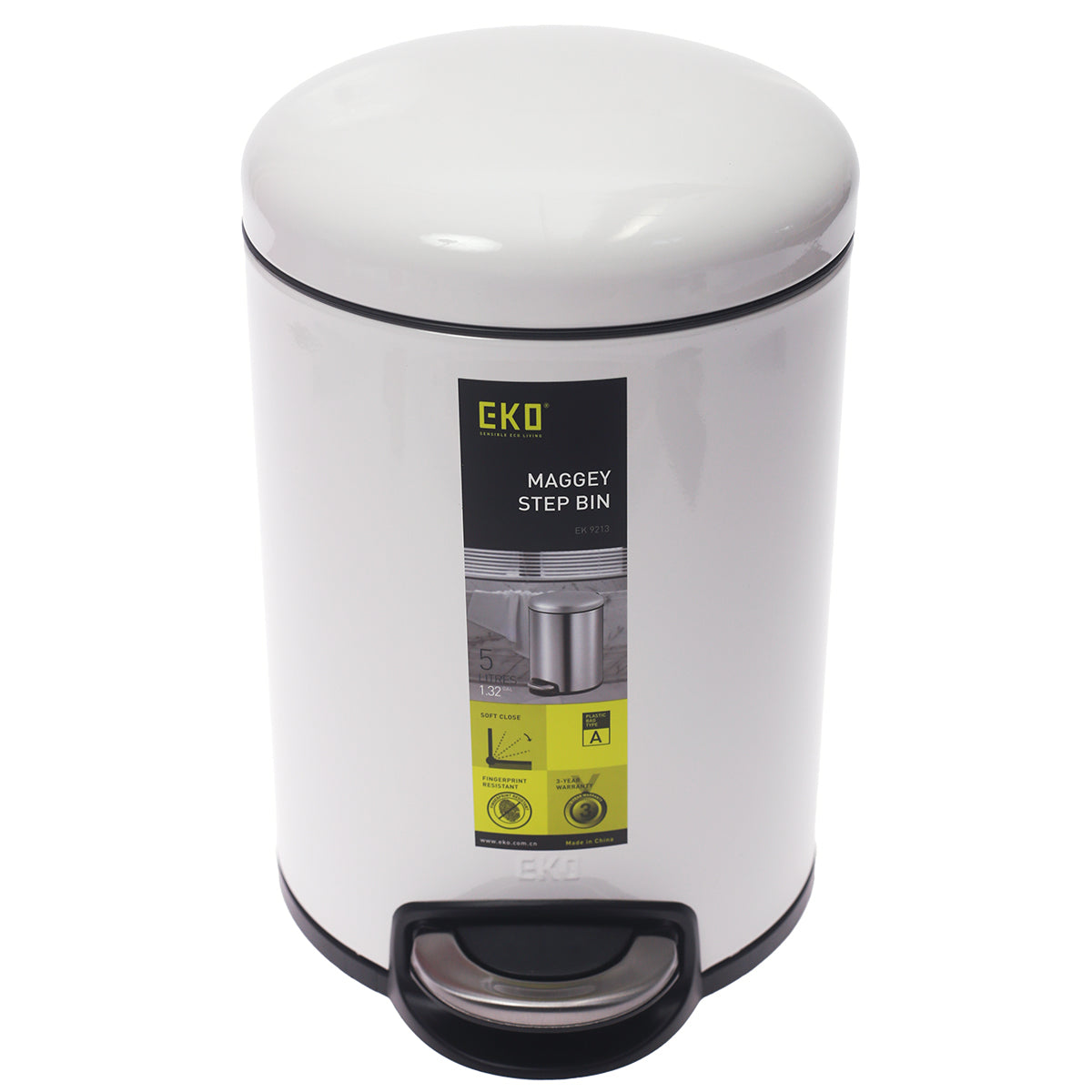 EKO DUSTBIN 5L.WHITE..EK9213