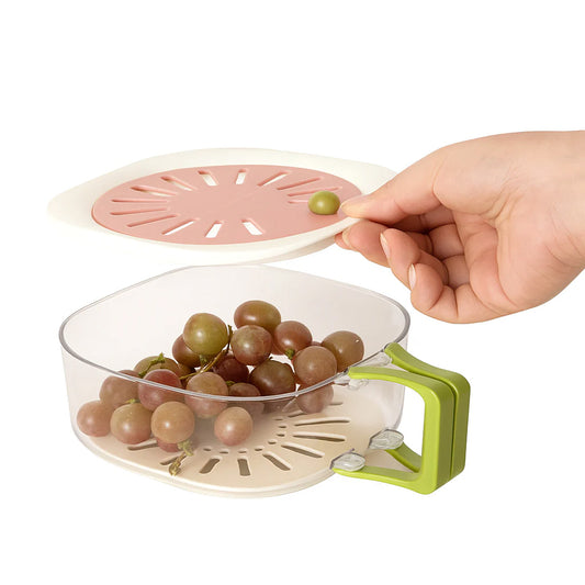 Plastic Fruit Drain Basket – Multifunctional Washing & Storage Bowl with Handle