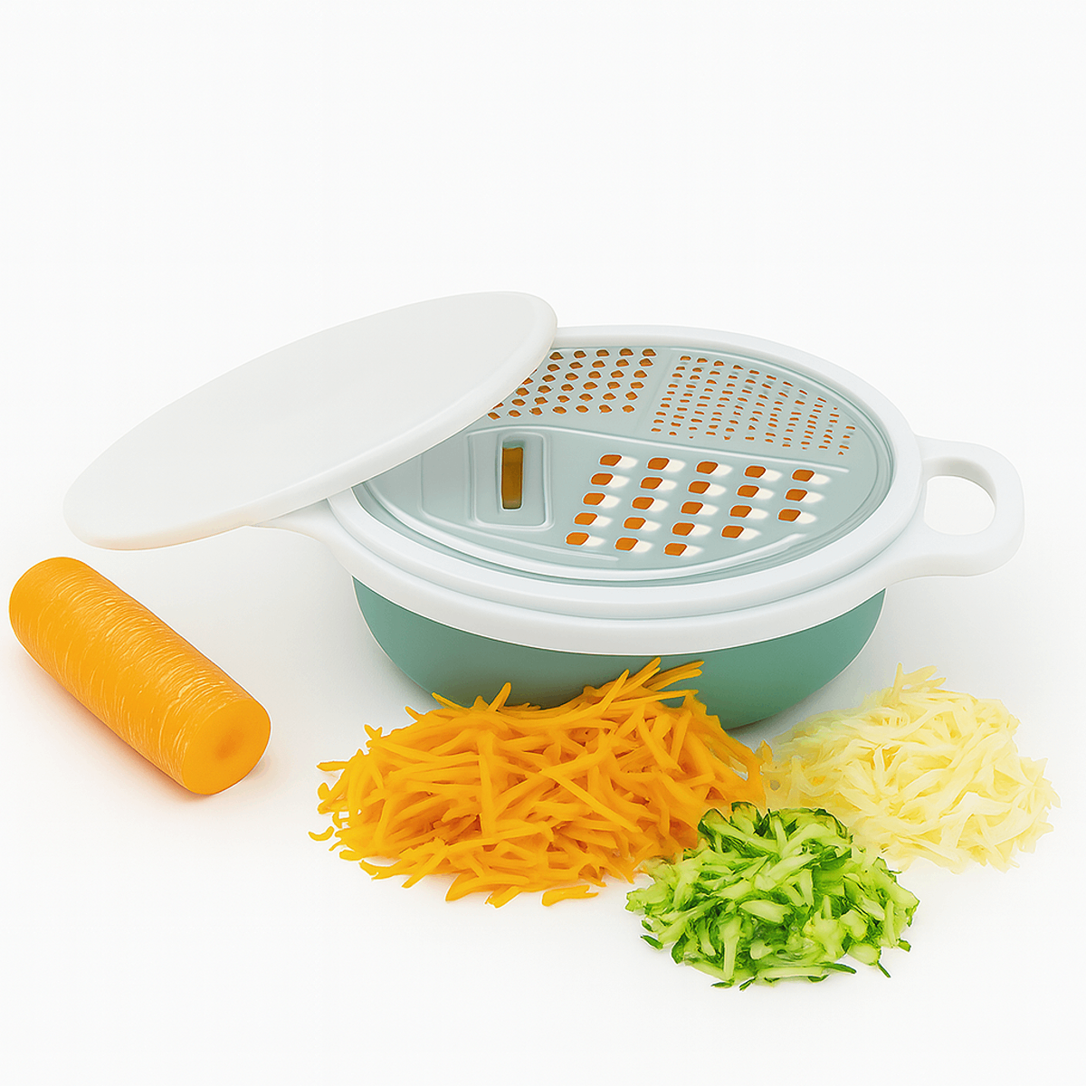 3-in-1 Grater with Storage Bowl & Lid Green | Multi-Purpose Kitchen Tool – 1 Piece