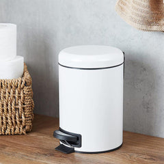 12L White Stainless Steel Trash Can – Pedal Bin with Soft-Close Lid - Habitt